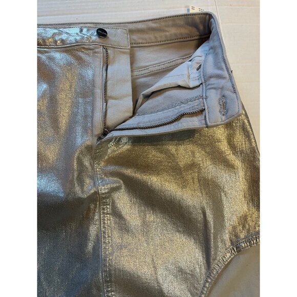 NWT-anthropologie Pilcro Silver Metallic silver Side-Slit Maxi Skirt Size M - Picture 7 of 15